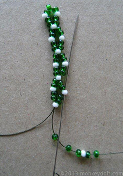 back up through the 10th bead from the bottom