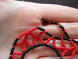 String a sequence of 4 beads A and one bead B 4 times (skip bead B at the end)