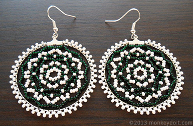 how to make bead-netted hoop earrings