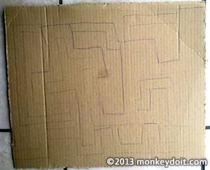 The maze outline in pencil