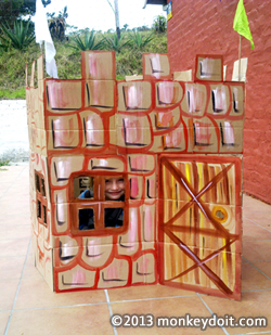 A castle made with cardboard boxes