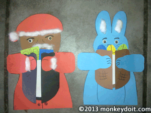 The finished Father Christmas and Easter Bunny