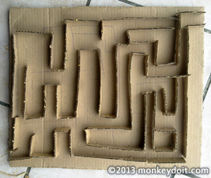 Completed cardboard maze