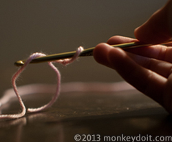 Insert slip knot over crochet hook