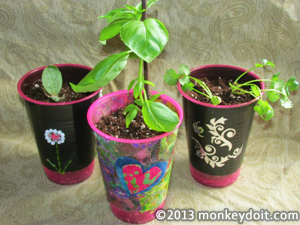 Fun flower-pots created with plastic cups