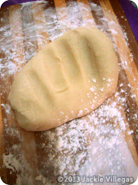 Kneading the play dough.