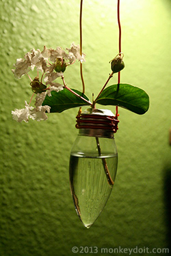 A finished lightbulb vase