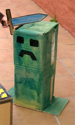 A cardboard Minecraft creeper