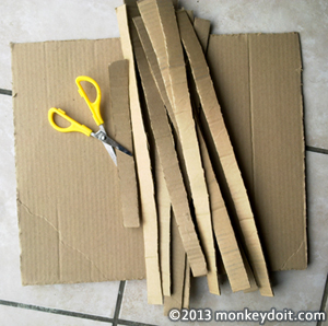Cardboard cut into strips