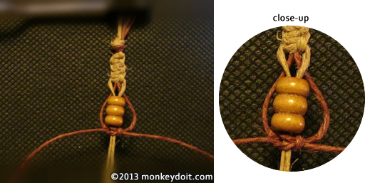 Reverse the hemp cords and use the other set to knot