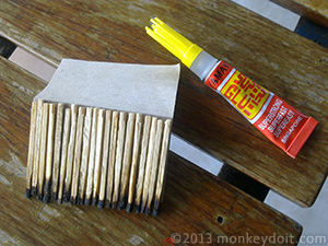 Creating the farmhouse roof with matchsticks