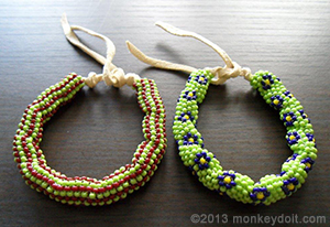 Amazing tubular bracelets made out of beads using a Peyote Stitch